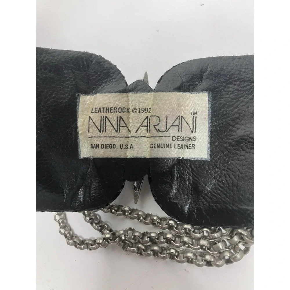 VTG 1992 Nina Arjani Zebra Print Cinch Waist Statement Buckle Front Heavy Belt S